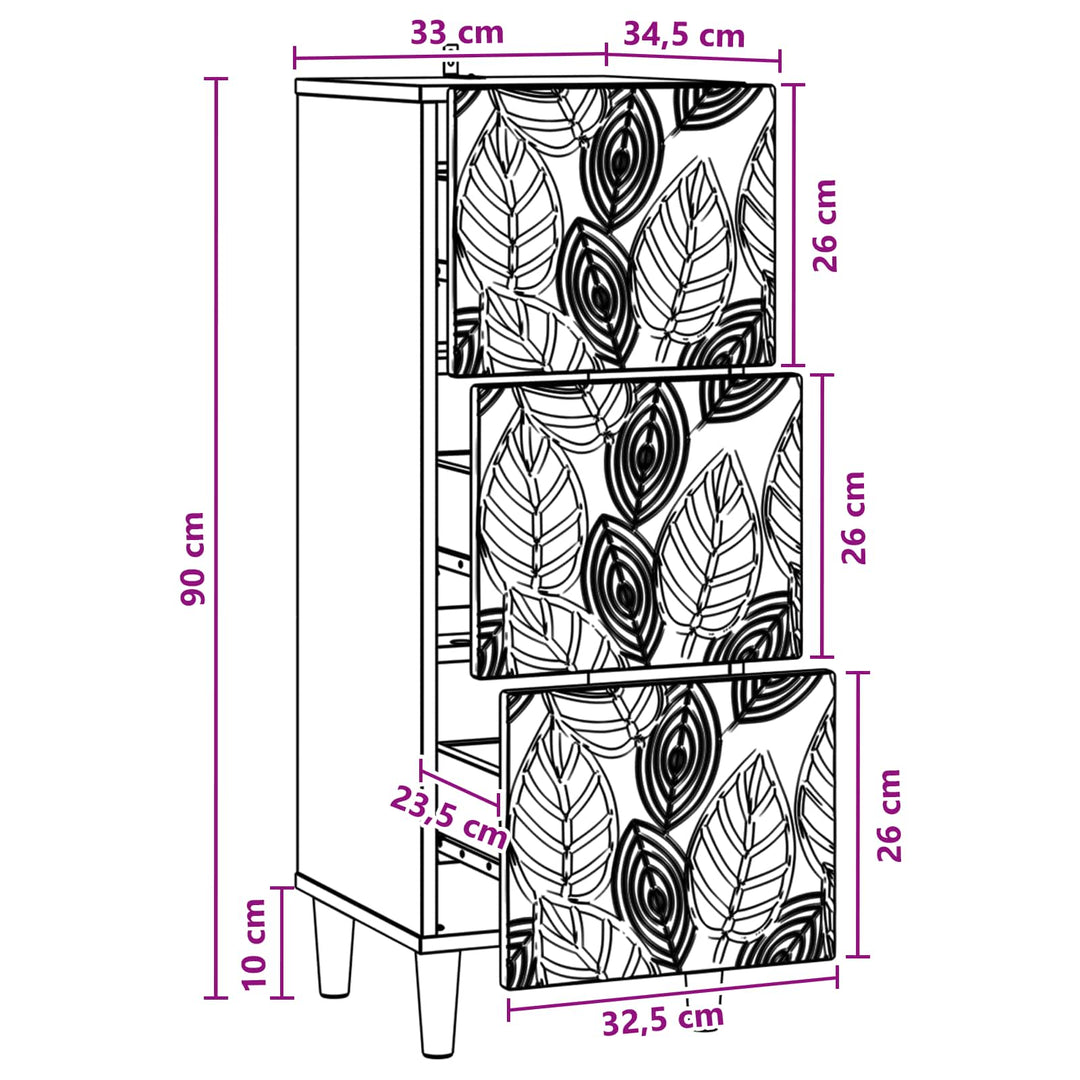 Skuffeskab Hvid højglans 33 x 34,5 x 90 cm Konstrueret træ