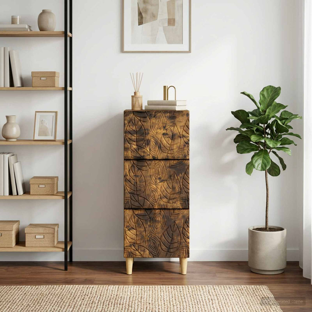 Skuffeskab Røget eg 33 x 34,5 x 90 cm Konstrueret træ