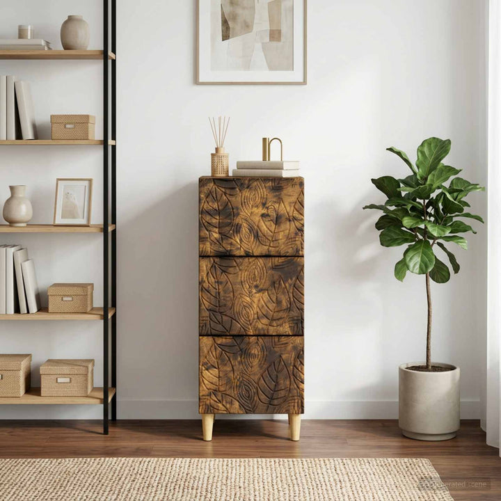 Skuffeskab Røget eg 33 x 34,5 x 90 cm Konstrueret træ