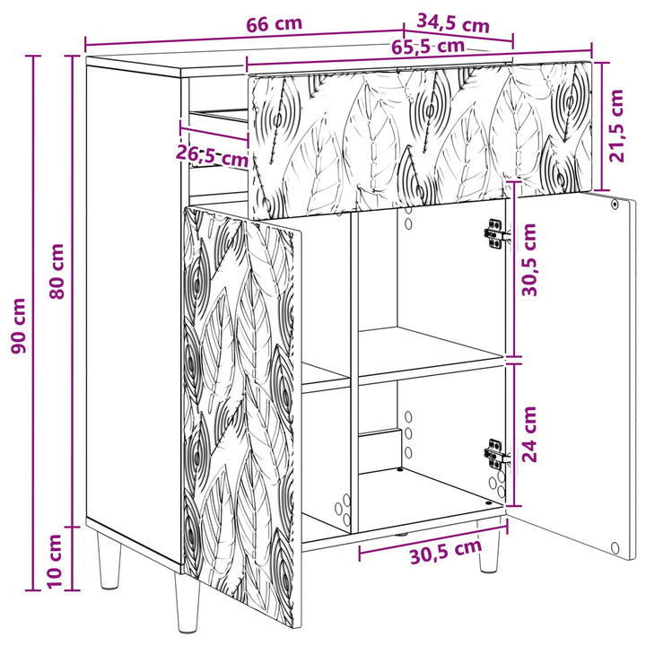 Sideboard Sonoma-eg 66 x 34,5 x 90 cm Konstrueret træ
