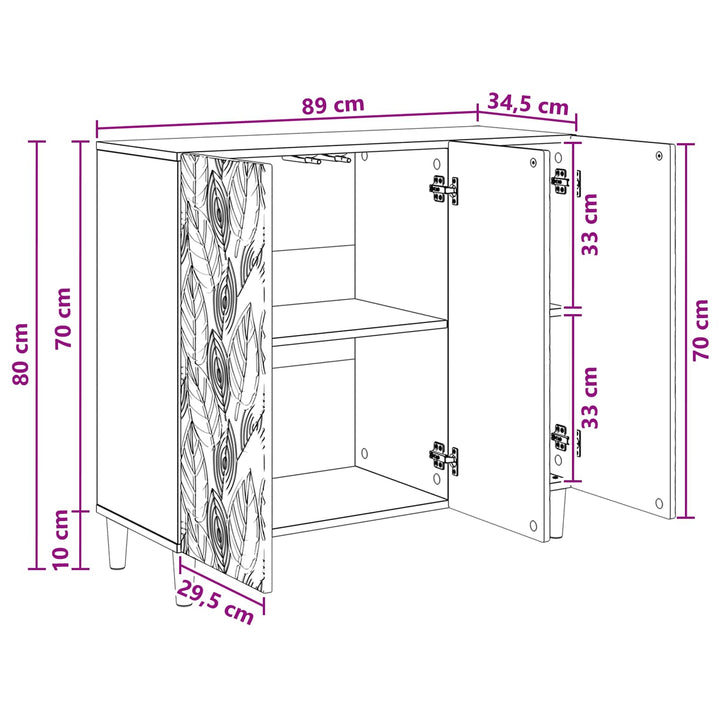 Sideboard Sort 89 x 34,5 x 80 cm Konstrueret træ