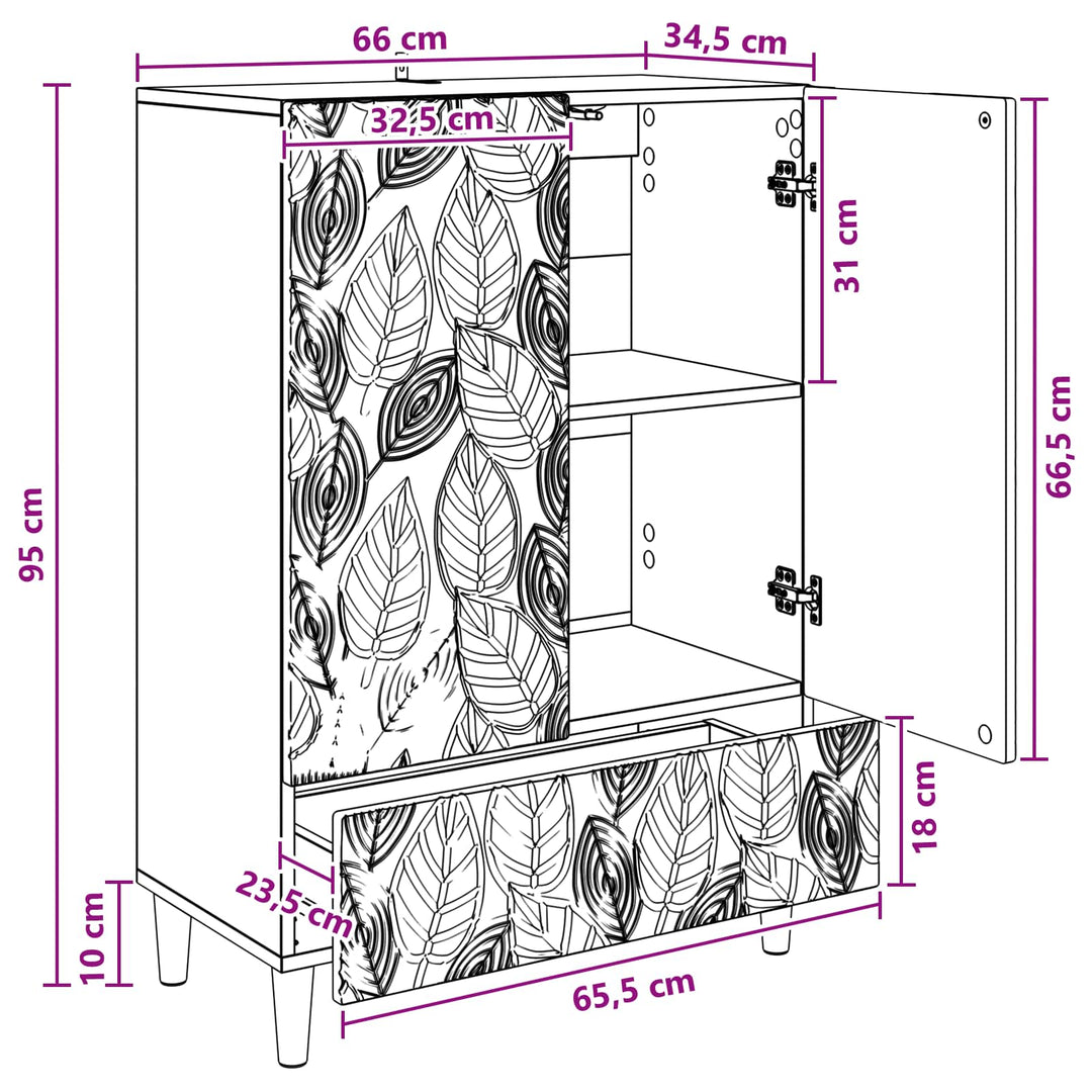 Sideboard Røget eg 66 x 34,5 x 95 cm Konstrueret træ