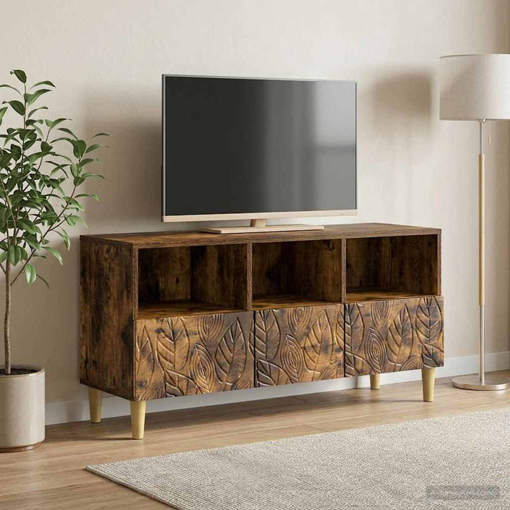 TV-skab 102 x 34,5 x 50 cm Røget eg Konstrueret træ
