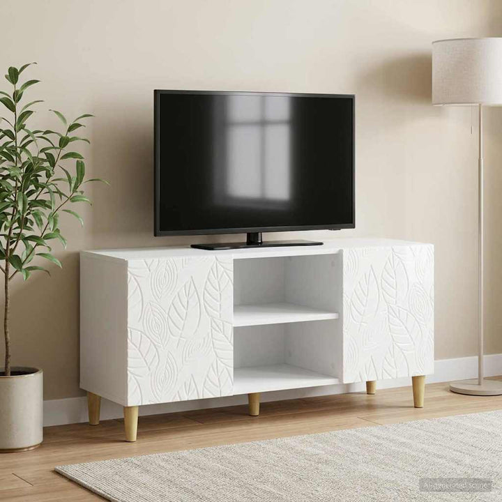 TV-skab 102 x 34,5 x 50 cm Hvid højglans Konstrueret træ