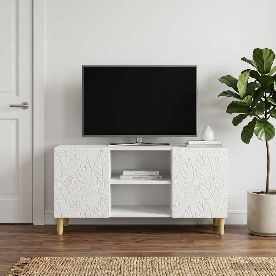 TV-skab 102 x 34,5 x 50 cm Hvid højglans Konstrueret træ