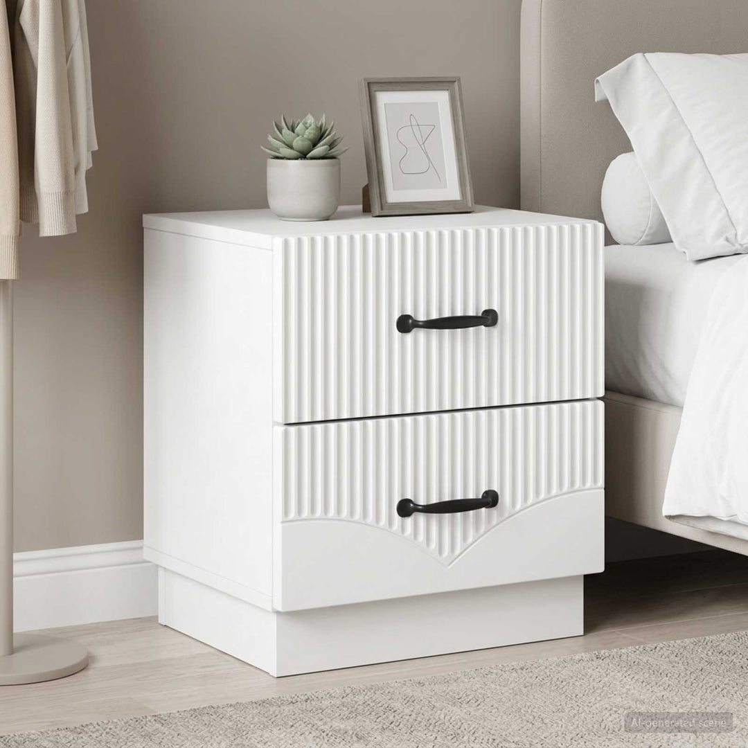 Natskab 2 pcs Hvid 43 x 34,5 x 44,5 cm Konstrueret træ