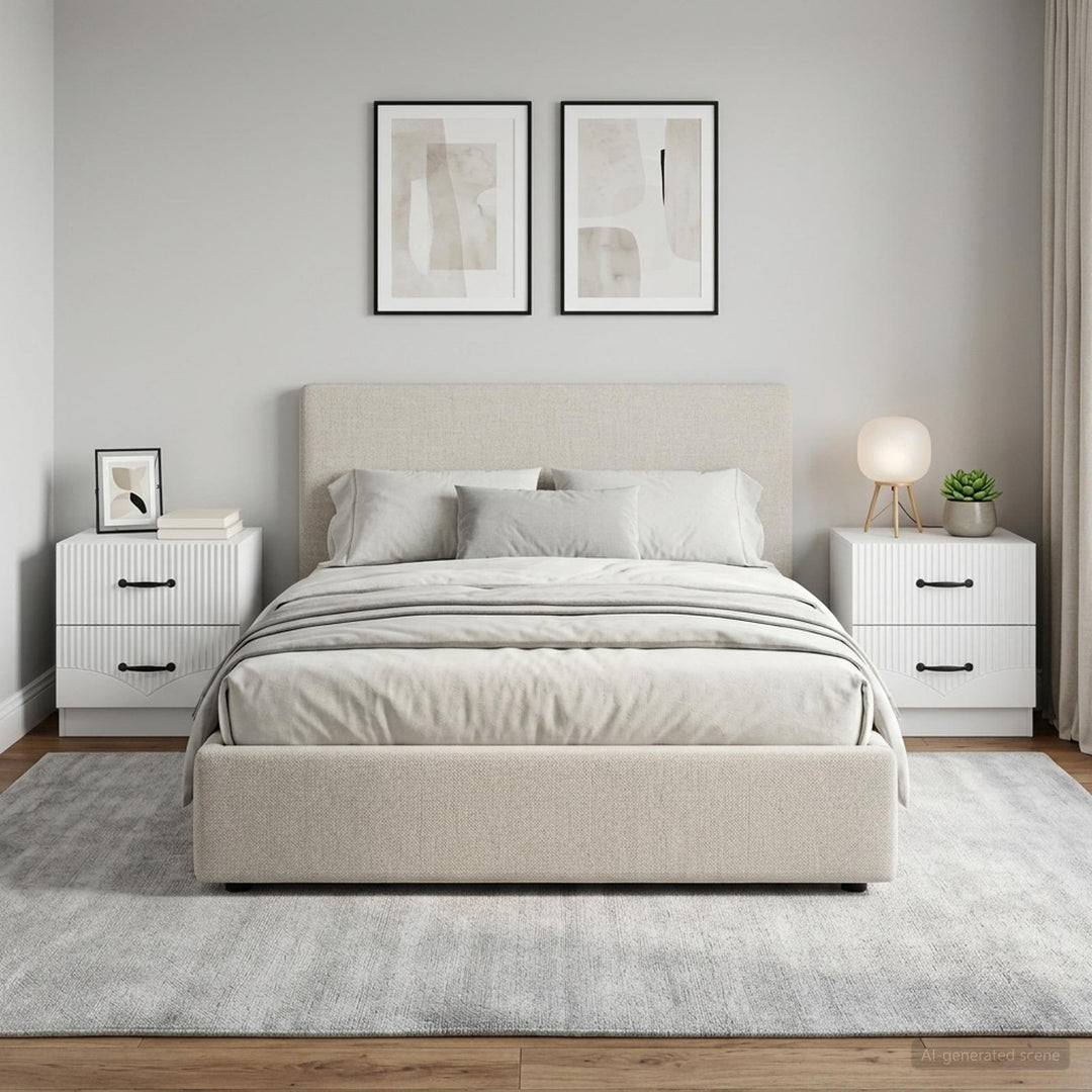 Natskab 2 pcs Hvid 43 x 34,5 x 44,5 cm Konstrueret træ