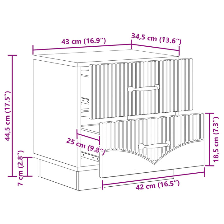 Natskab 2 pcs Sort 43 x 34,5 x 44,5 cm Konstrueret træ