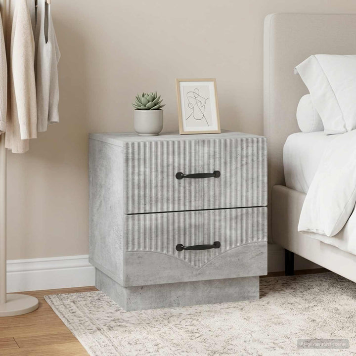 Natskab 2 pcs Betongrå 43 x 34,5 x 44,5 cm Konstrueret træ