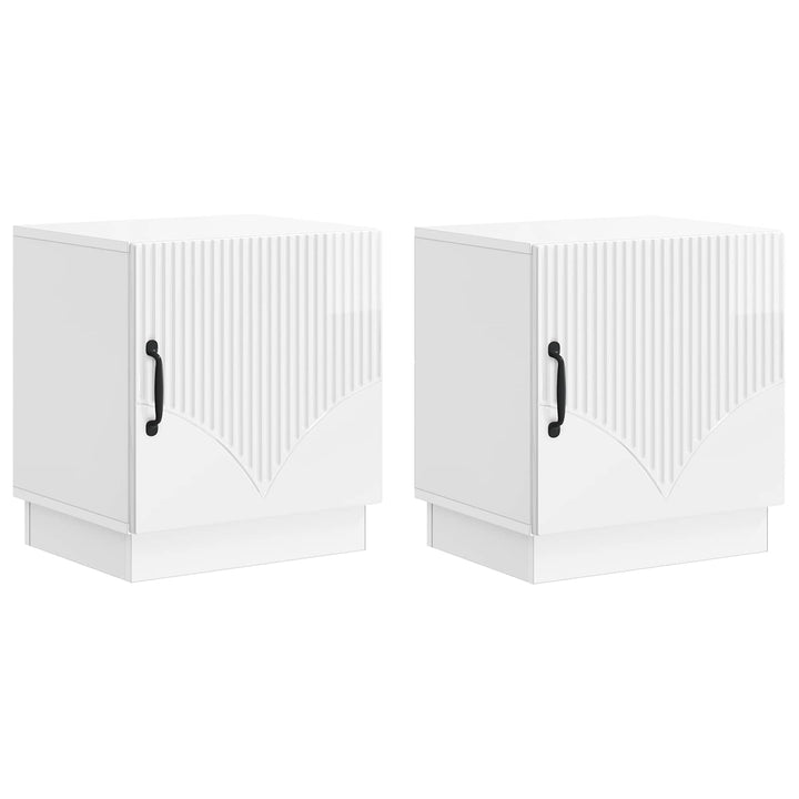 Sengebord 2 pcs Hvid højglans 43 x 34,5 x 47 cm Konstrueret træ