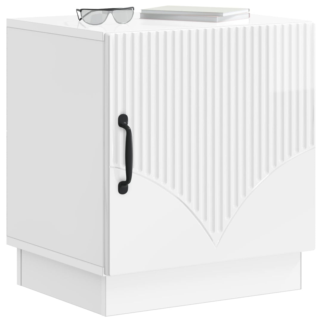Sengebord 2 pcs Hvid højglans 43 x 34,5 x 47 cm Konstrueret træ