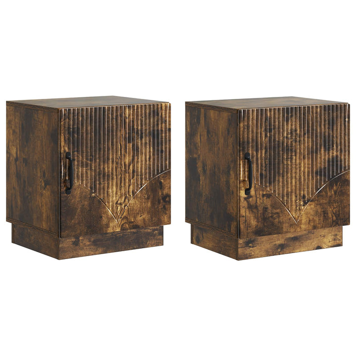 Sengebord 2 pcs Røget eg 43 x 34,5 x 47 cm Konstrueret træ