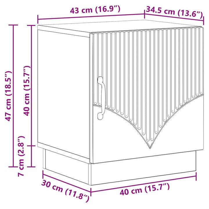 Sengebord 2 pcs Artisan-eg 43 x 34,5 x 47 cm Konstrueret træ