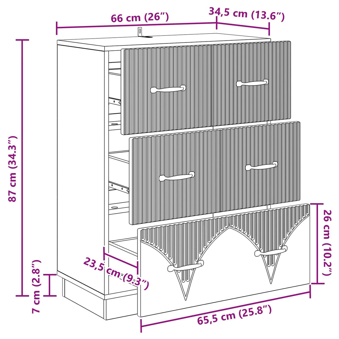 Skuffeskab Hvid 66 x 34,5 x 87 cm Konstrueret træ