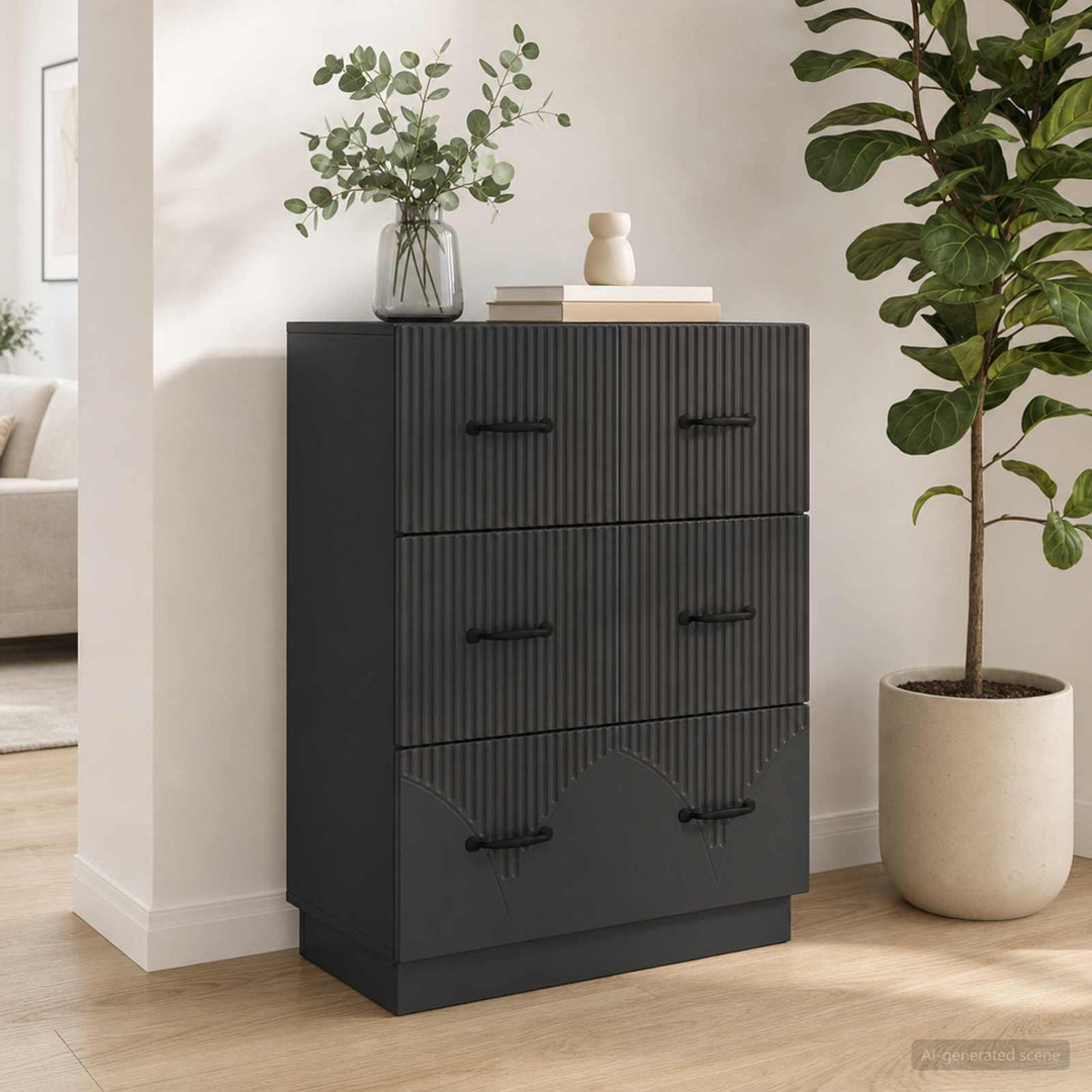 Skuffeskab Sort 66 x 34,5 x 87 cm Konstrueret træ