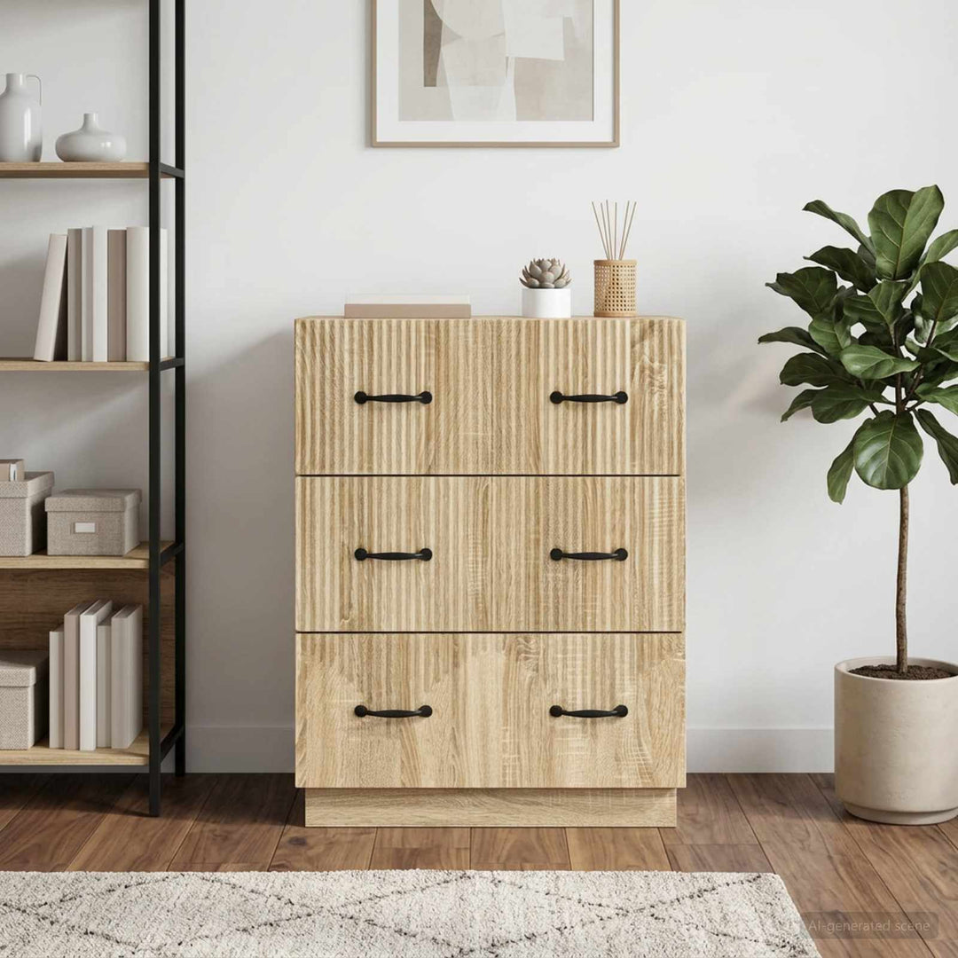 Skuffeskab Sonoma-eg 66 x 34,5 x 87 cm Konstrueret træ