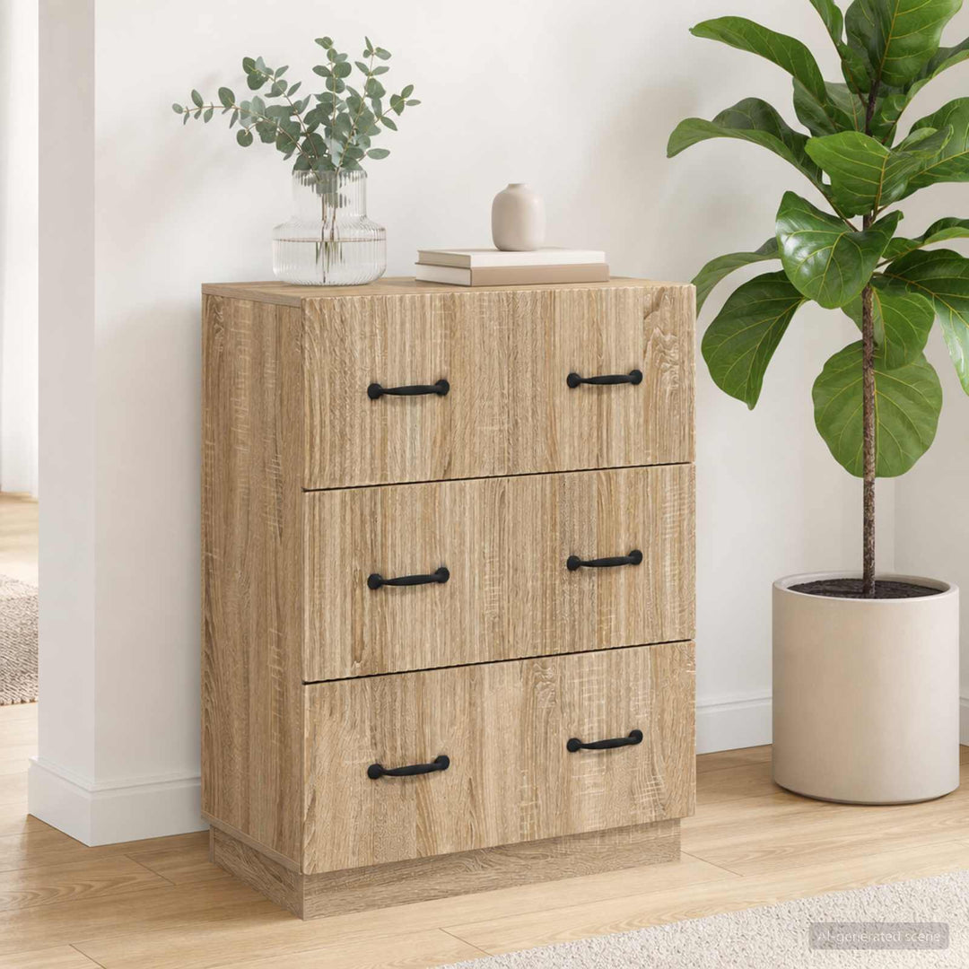 Skuffeskab Sonoma-eg 66 x 34,5 x 87 cm Konstrueret træ
