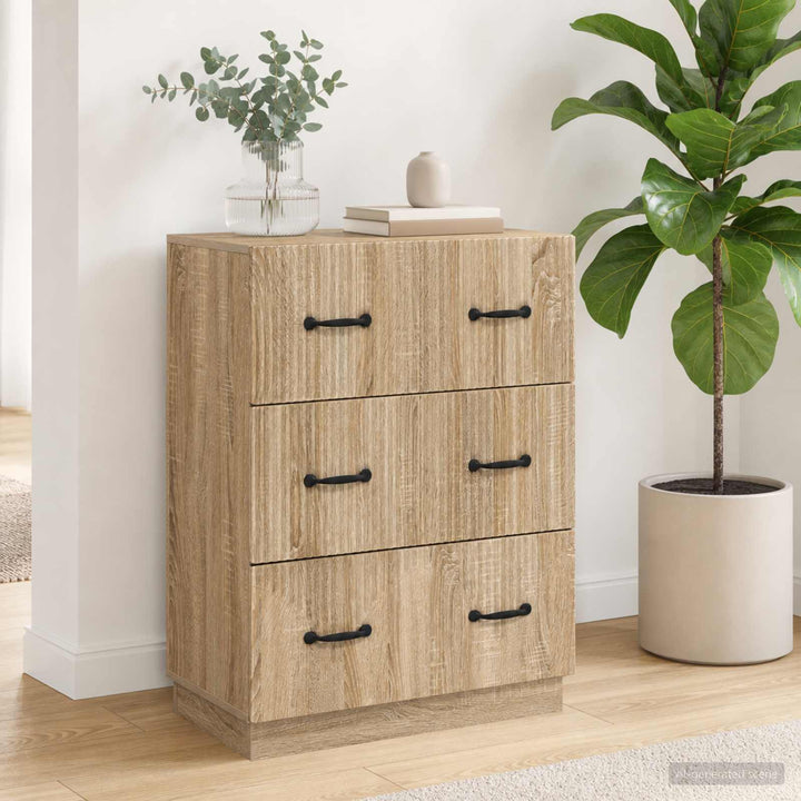 Skuffeskab Sonoma-eg 66 x 34,5 x 87 cm Konstrueret træ