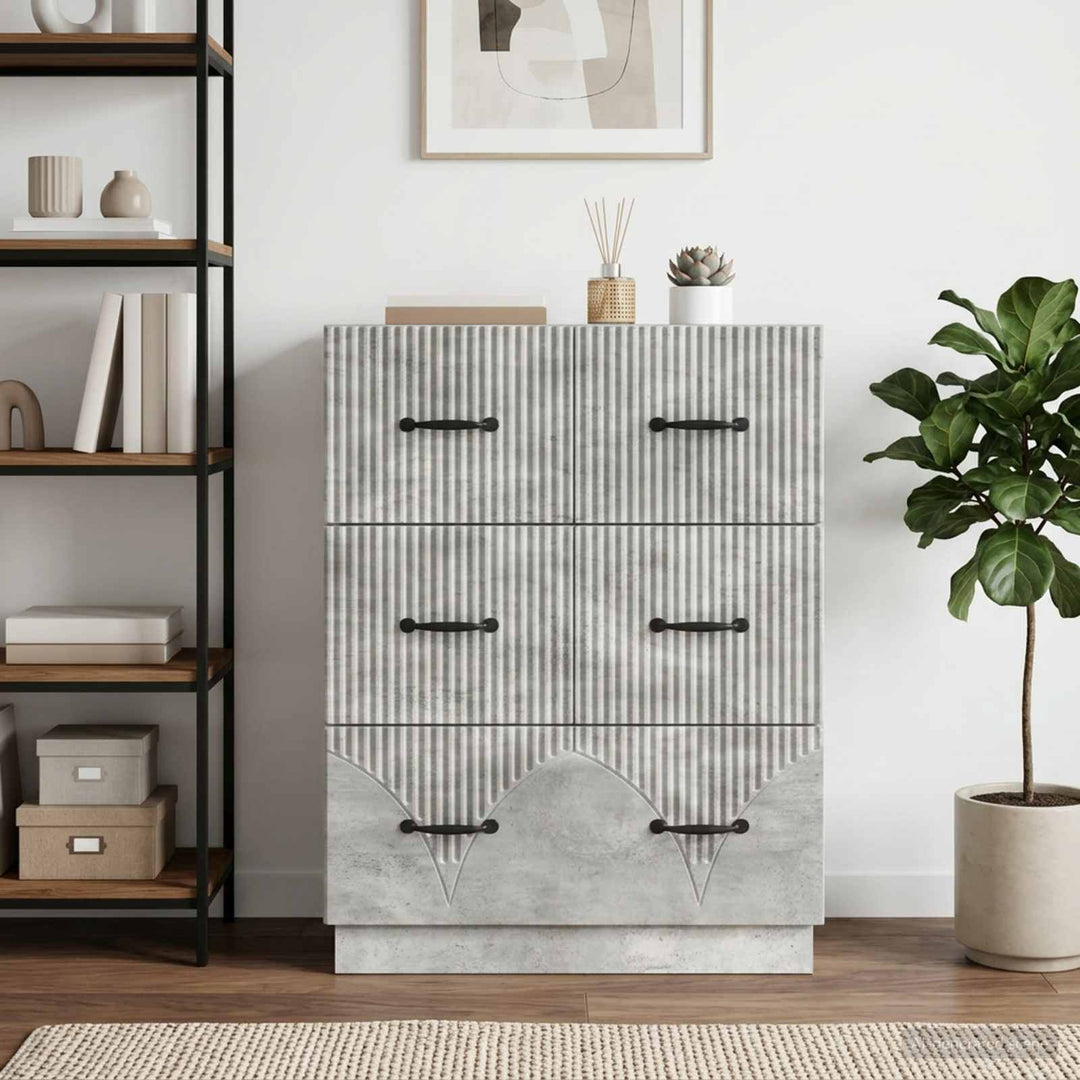 Skuffeskab Betongrå 66 x 34,5 x 87 cm Konstrueret træ