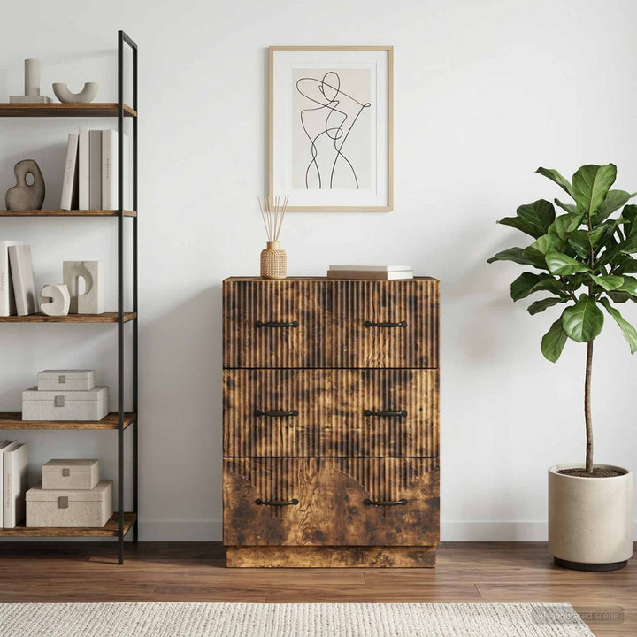 Skuffeskab Røget eg 66 x 34,5 x 87 cm Konstrueret træ