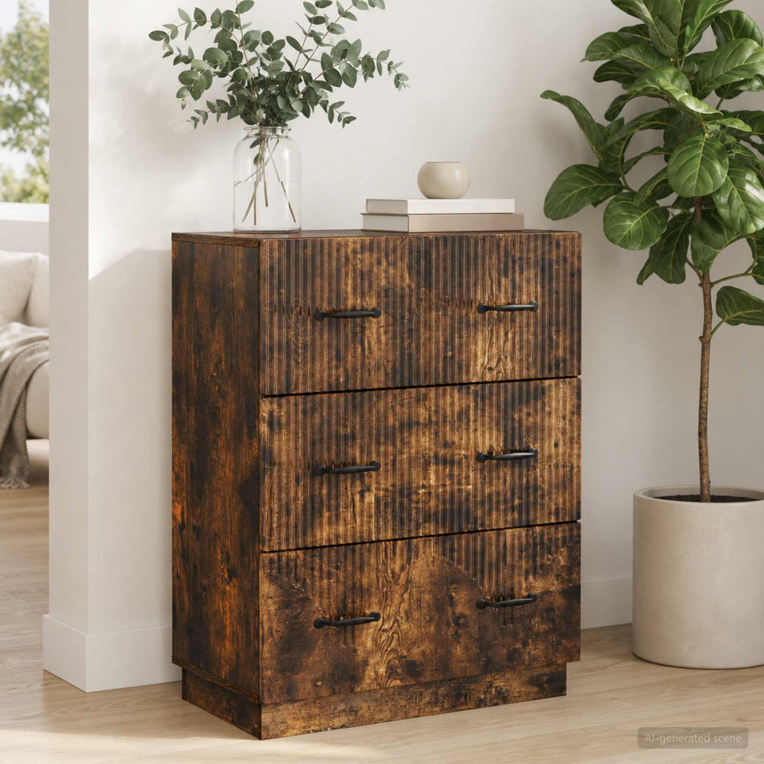 Skuffeskab Røget eg 66 x 34,5 x 87 cm Konstrueret træ