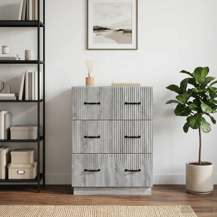 Skuffeskab Grå sonoma-eg 66 x 34,5 x 87 cm Konstrueret træ