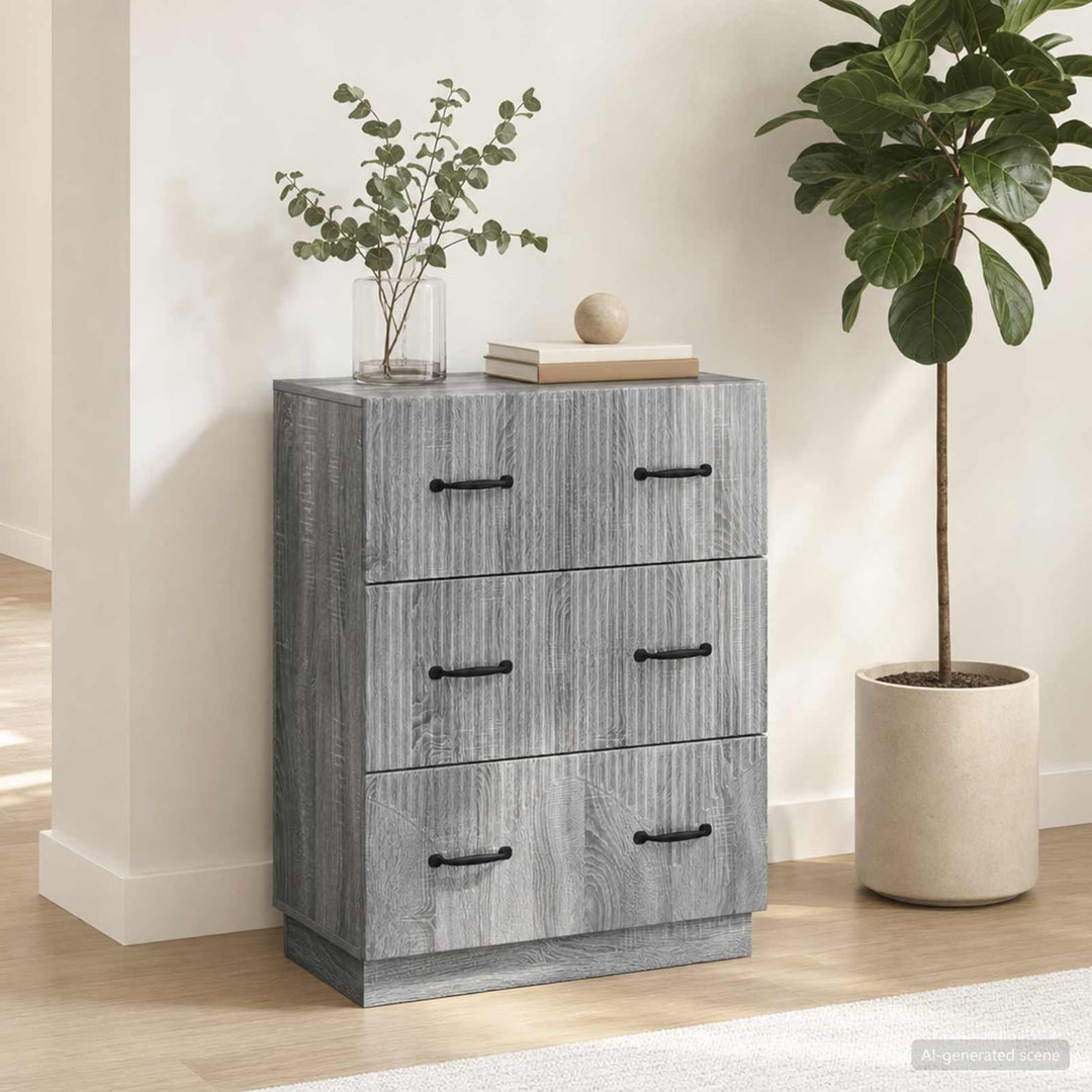 Skuffeskab Grå sonoma-eg 66 x 34,5 x 87 cm Konstrueret træ