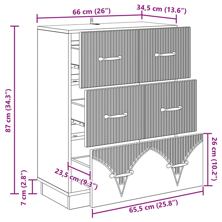 Skuffeskab Gammelt træ 66 x 34,5 x 87 cm Konstrueret træ