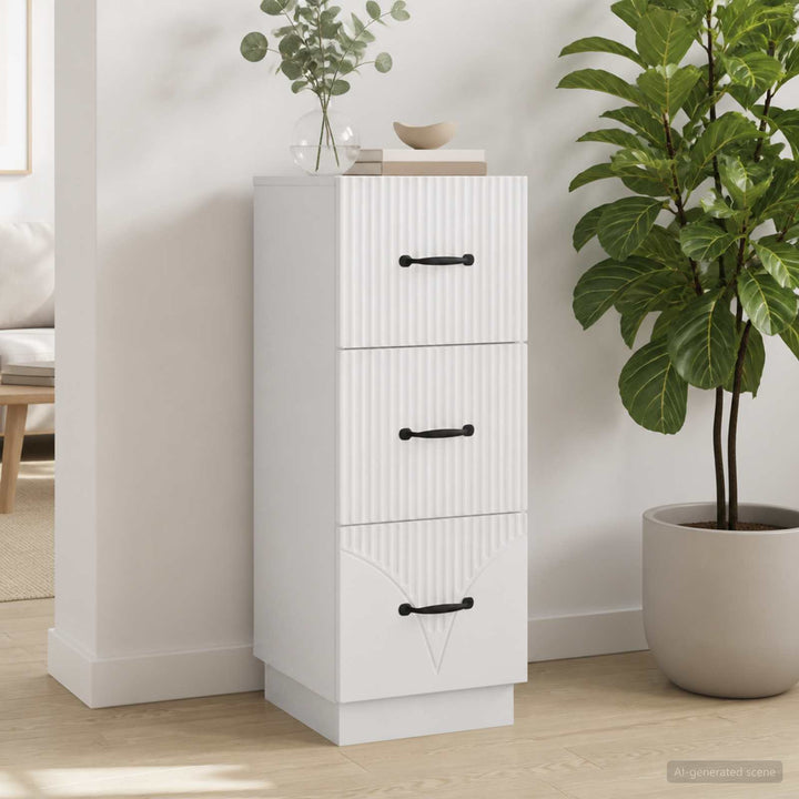 Skuffeskab Hvid 33 x 34,5 x 87 cm Konstrueret træ