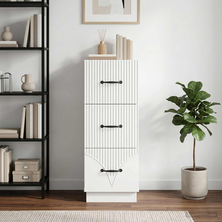 Skuffeskab Hvid højglans 33 x 34,5 x 87 cm Konstrueret træ