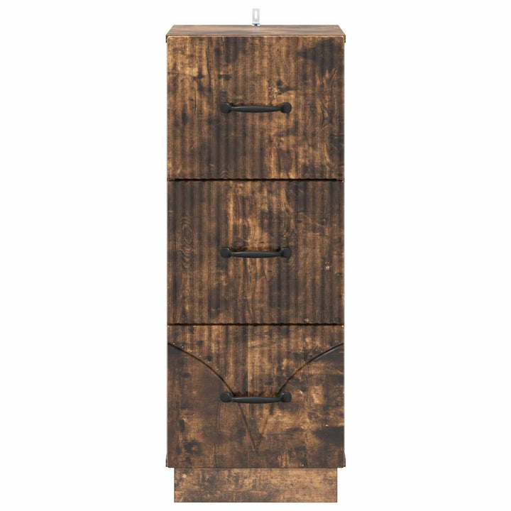 Skuffeskab 33 x 34,5 x 87 cm Konstrueret træ Røget eg