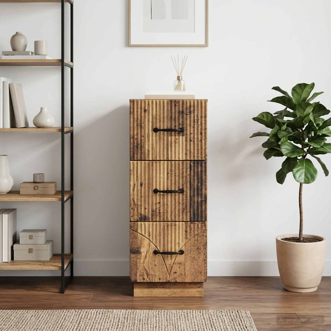 Skuffeskab Gammelt træ 33 x 34,5 x 87 cm Konstrueret træ