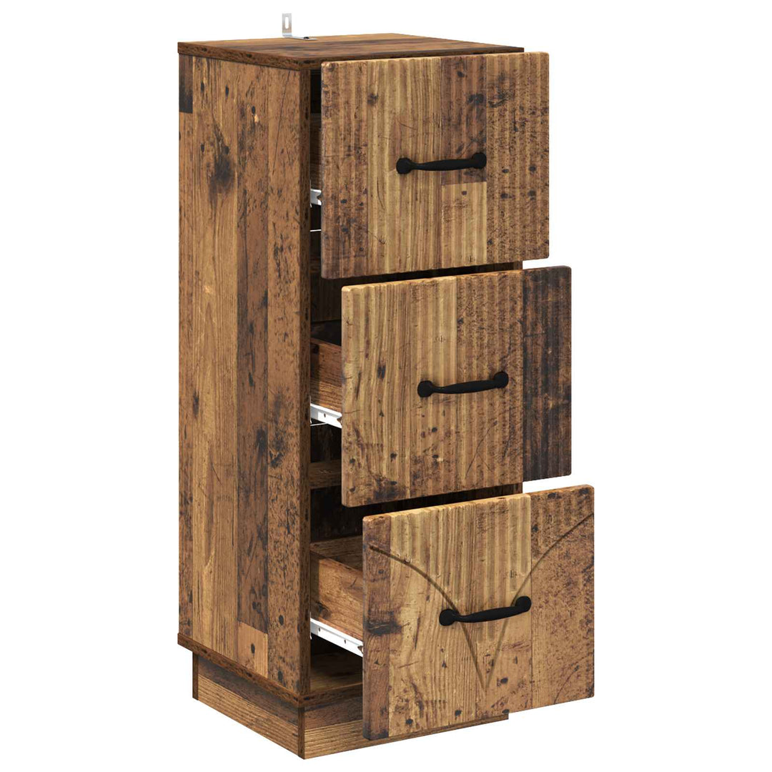 Skuffeskab Gammelt træ 33 x 34,5 x 87 cm Konstrueret træ