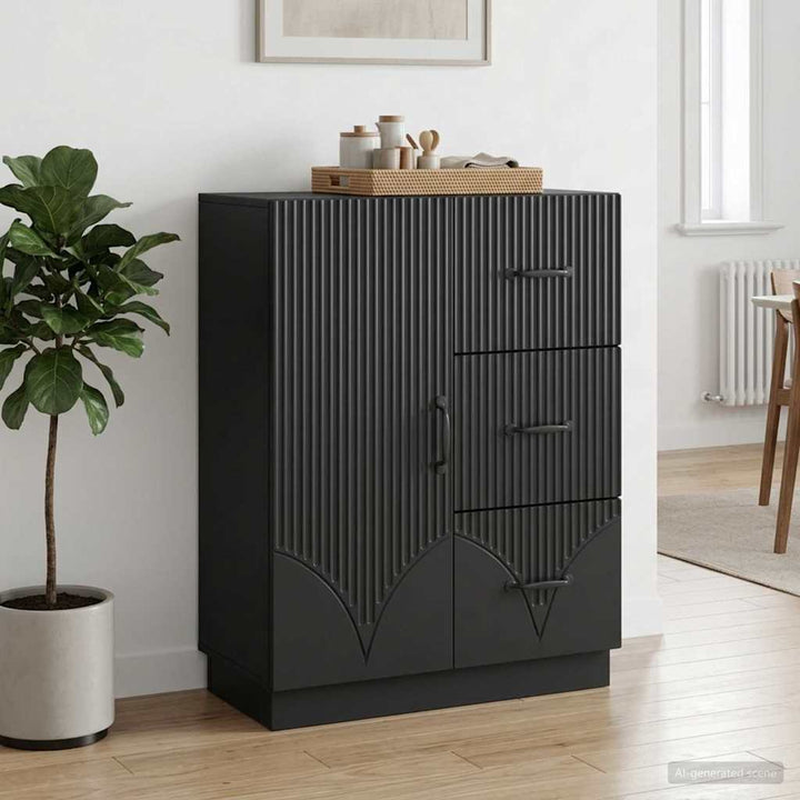 Sideboard med skuffe Sort 66 x 34,5 x 87 cm Konstrueret træ