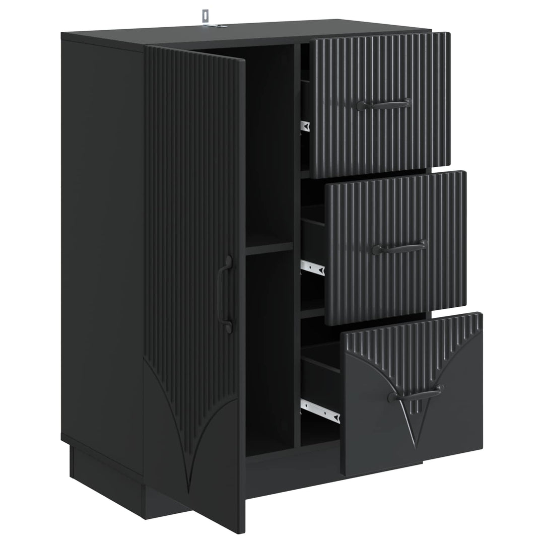 Sideboard med skuffe Sort 66 x 34,5 x 87 cm Konstrueret træ