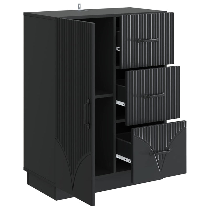 Sideboard med skuffe Sort 66 x 34,5 x 87 cm Konstrueret træ