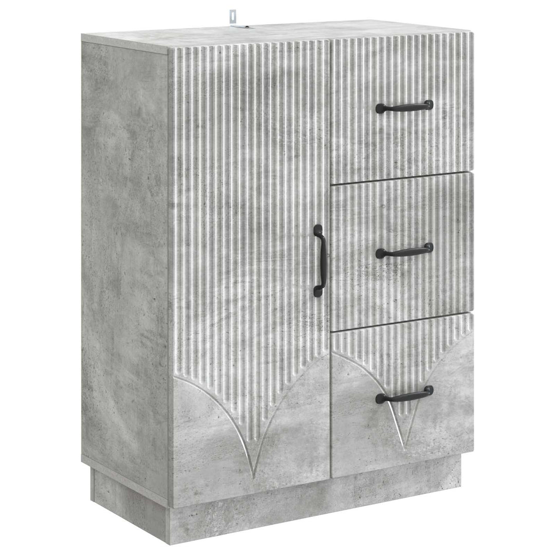 Sideboard med skuffe Betongrå 66 x 34,5 x 87 cm Konstrueret træ