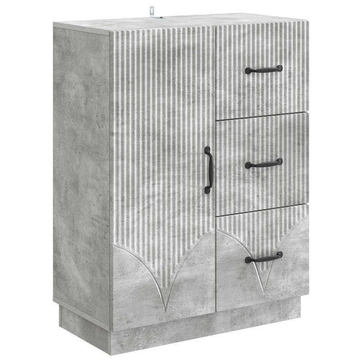 Sideboard med skuffe Betongrå 66 x 34,5 x 87 cm Konstrueret træ