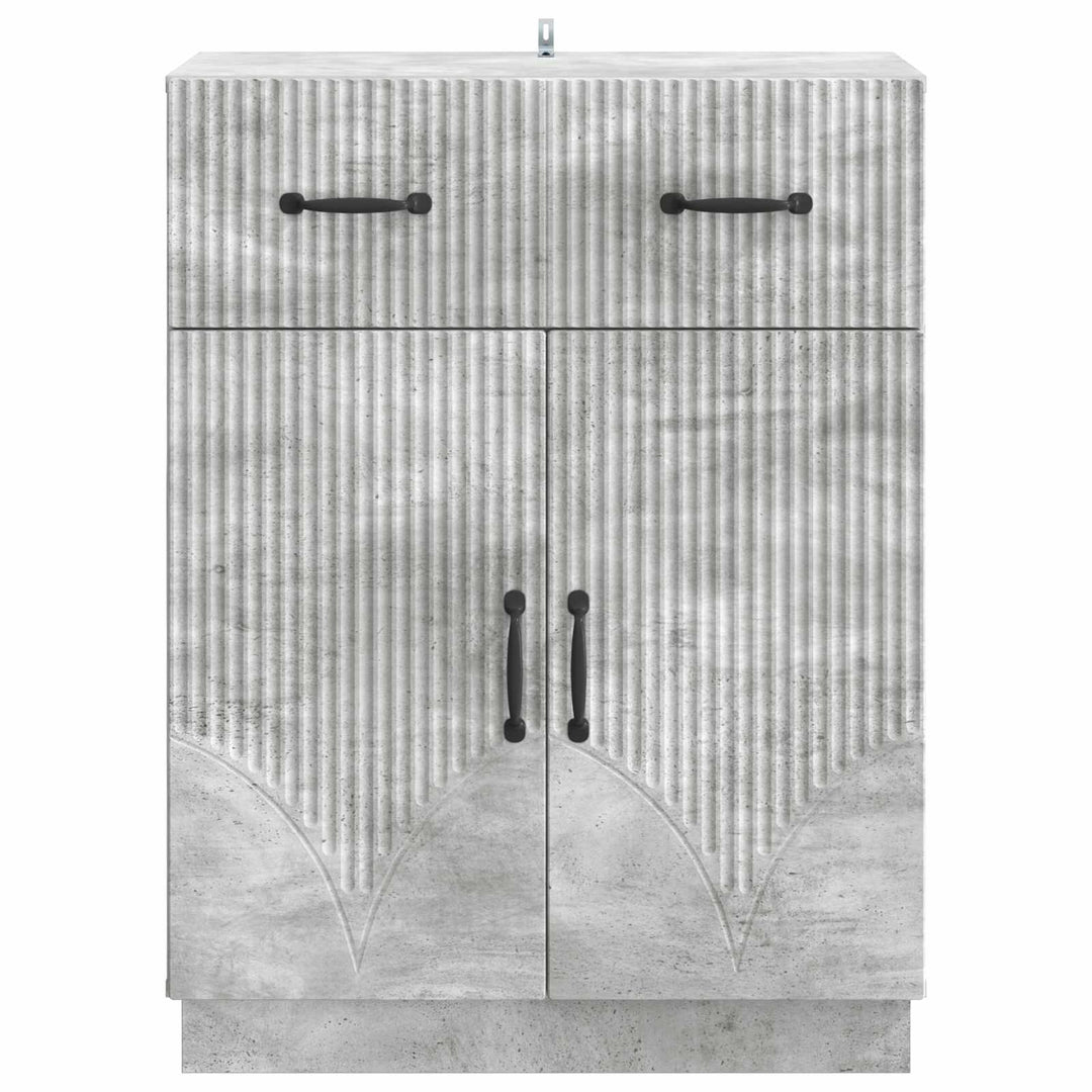 Sideboard med skuffe Betongrå 66 x 34,5 x 87 cm Konstrueret træ