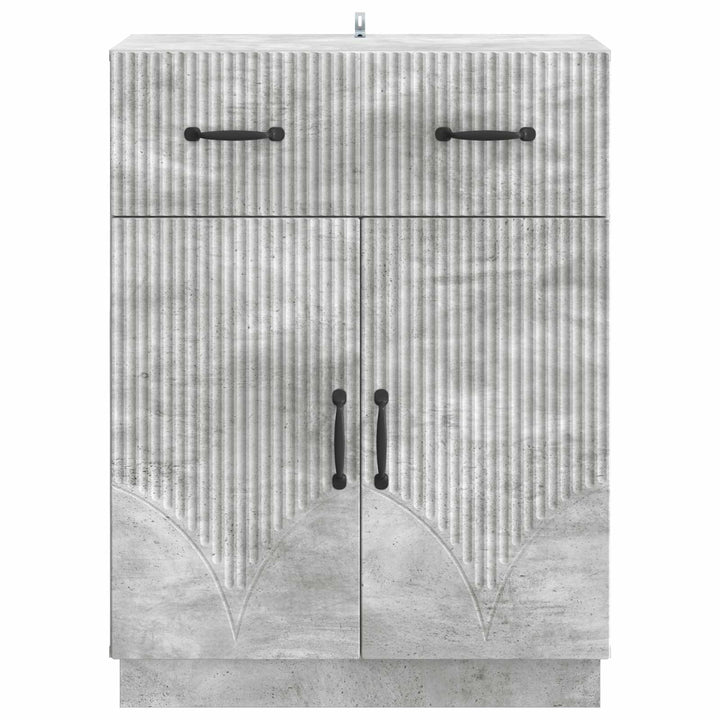 Sideboard med skuffe Betongrå 66 x 34,5 x 87 cm Konstrueret træ