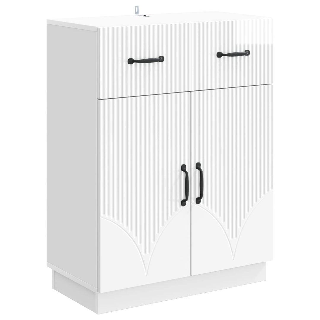 Sideboard Hvid højglans 66 x 34,5 x 87 cm Konstrueret træ