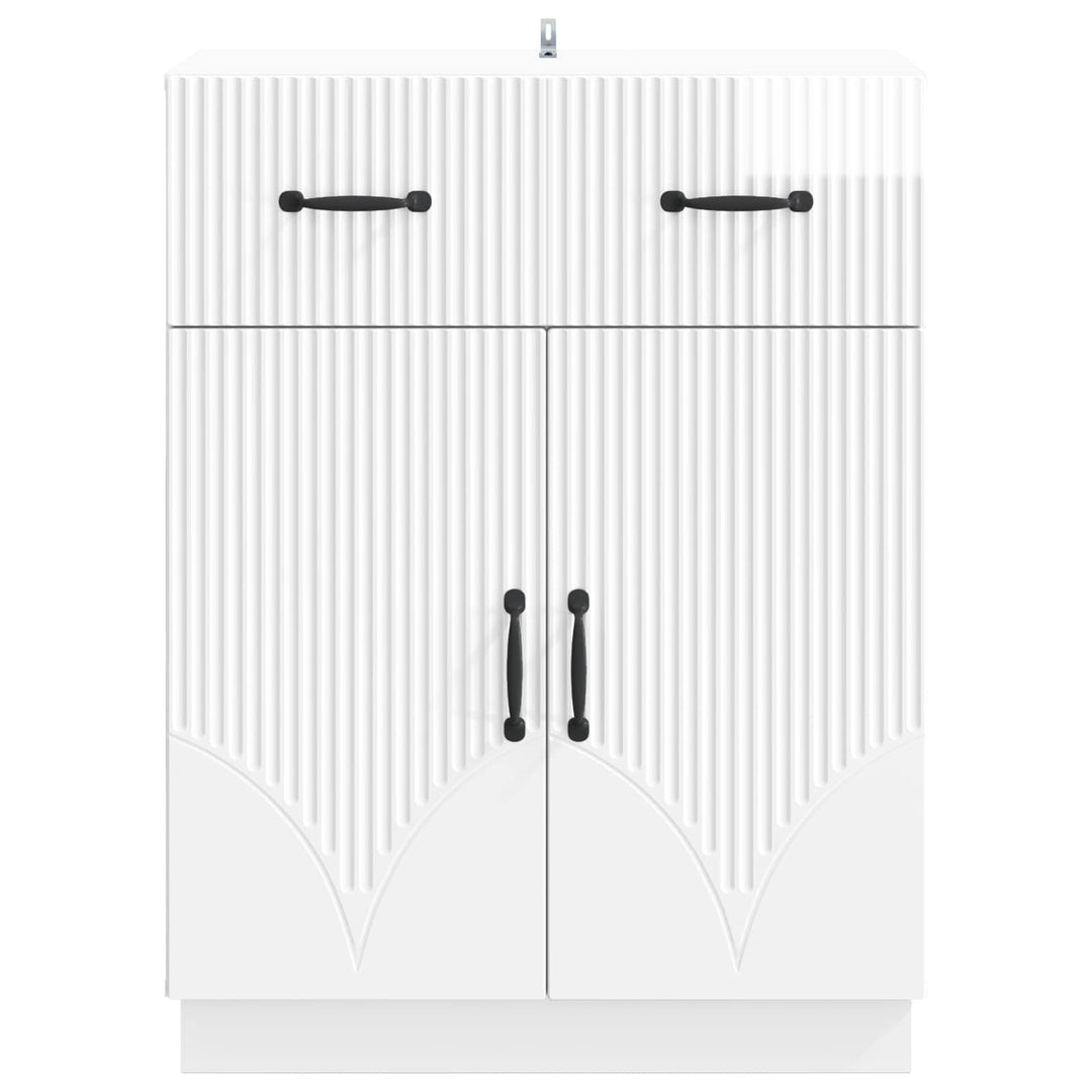 Sideboard Hvid højglans 66 x 34,5 x 87 cm Konstrueret træ