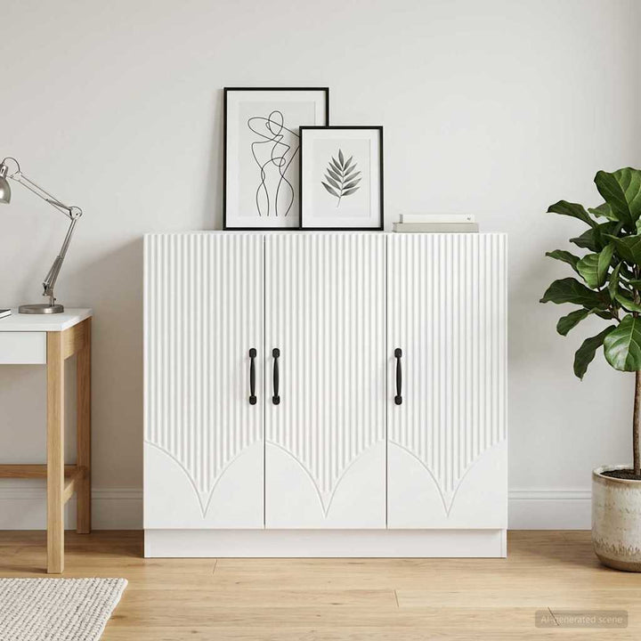 Sideboard Hvid 89 x 34,5 x 77 cm Konstrueret træ
