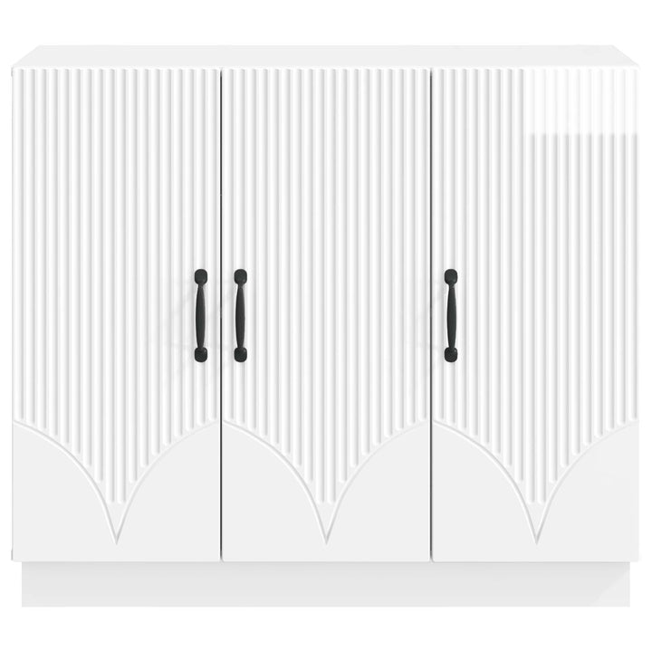 Sideboard Hvid højglans 89 x 34,5 x 77 cm Konstrueret træ