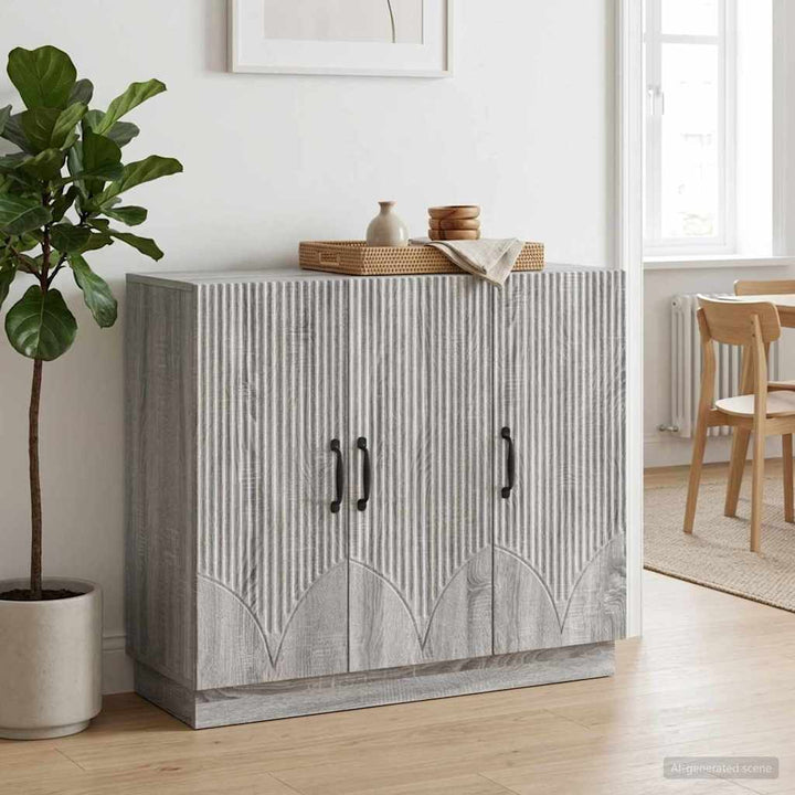 Sideboard Grå sonoma-eg 89 x 34,5 x 77 cm Konstrueret træ