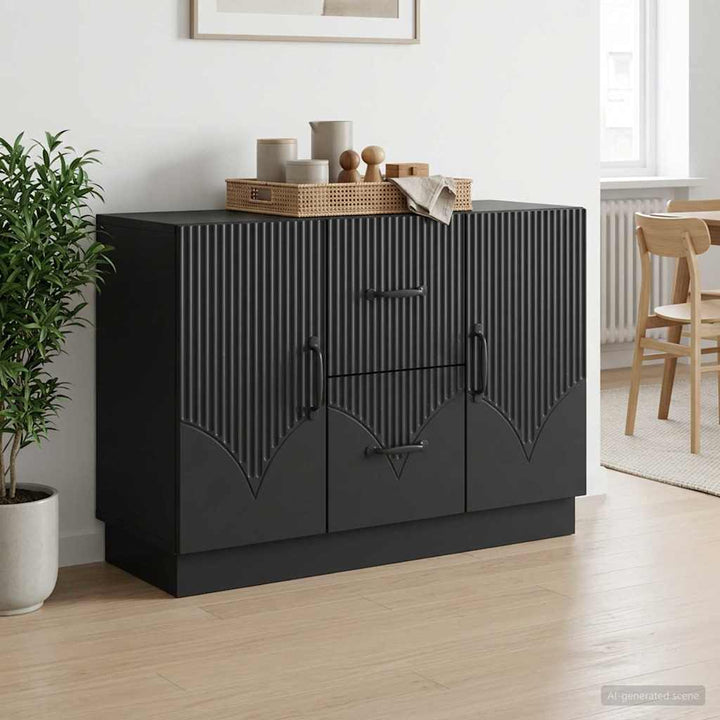 Sideboard med skuffe Sort 89 x 34,5 x 57 cm Konstrueret træ