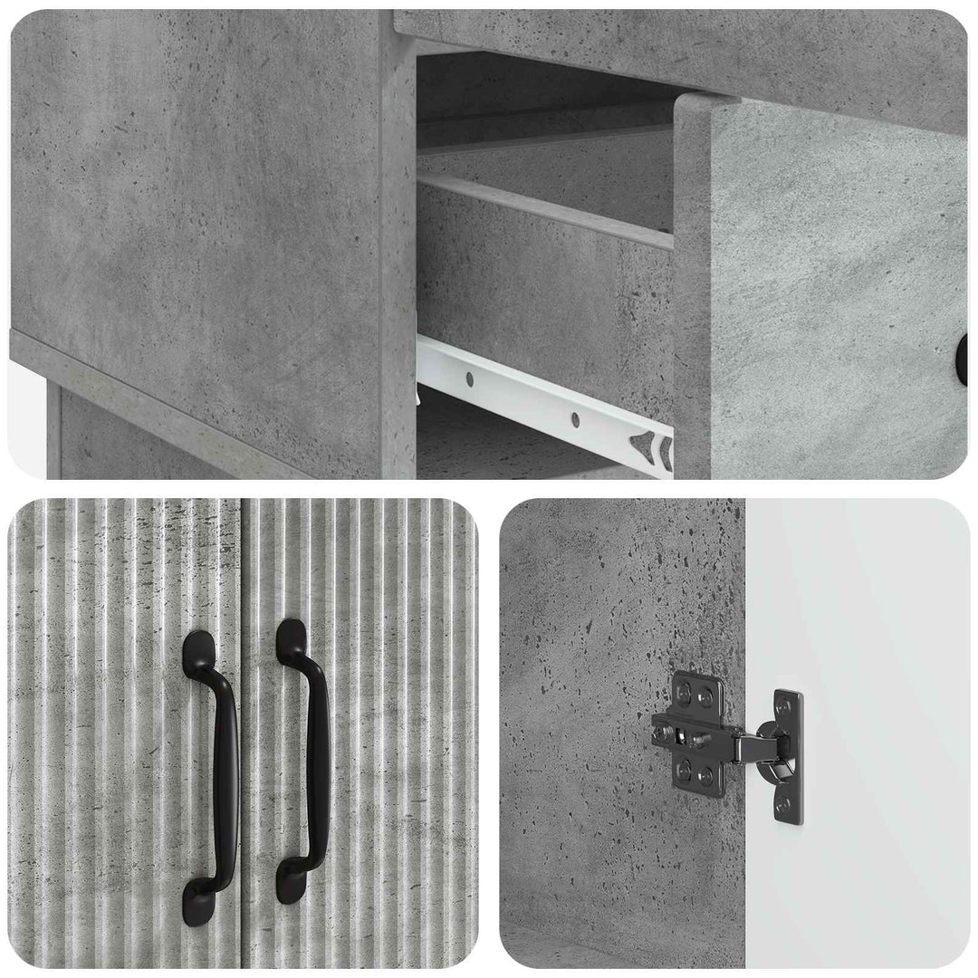Sideboard med skuffe Betongrå 66 x 34,5 x 92 cm Konstrueret træ
