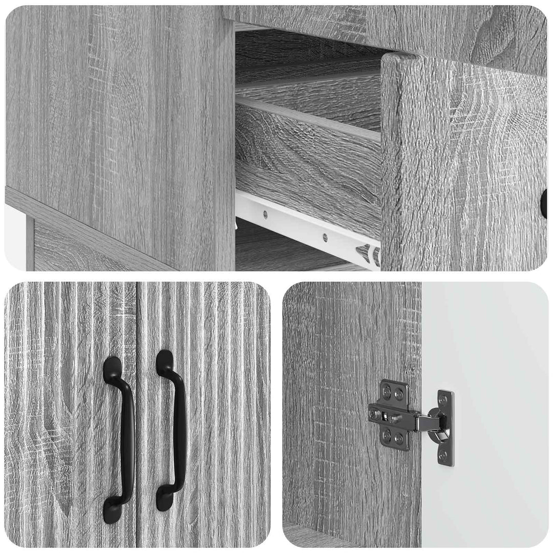 Sideboard Grå sonoma-eg 66 x 34,5 x 92 cm Konstrueret træ