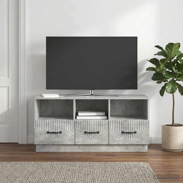 TV-skab med skuffe Betongrå 102 x 34,5 x 47 cm Konstrueret træ