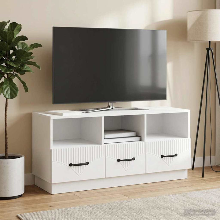 TV-skab Hvid højglans 102 x 34,5 x 47 cm Konstrueret træ